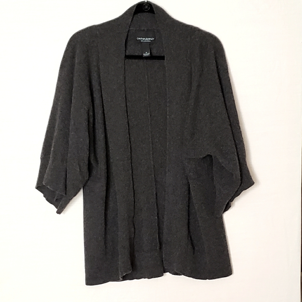 Cynthia Rowley Charcoal Gray Open Front Knit Cardigan
